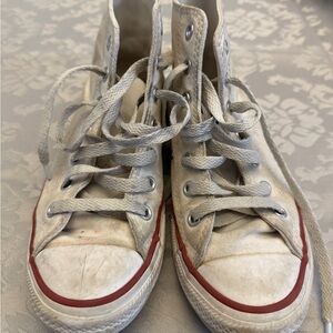 Converse Kids White High-Top Sneakers with Red Trim